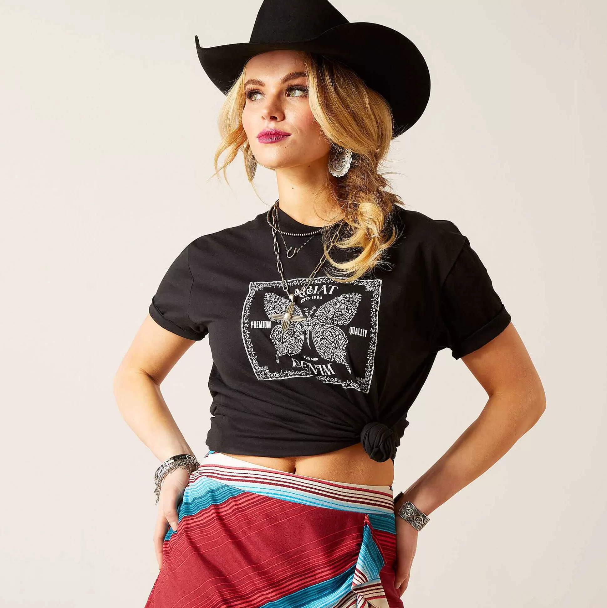 ariat T-Shirts & Tops* Butterfly Bandana T-Shirt