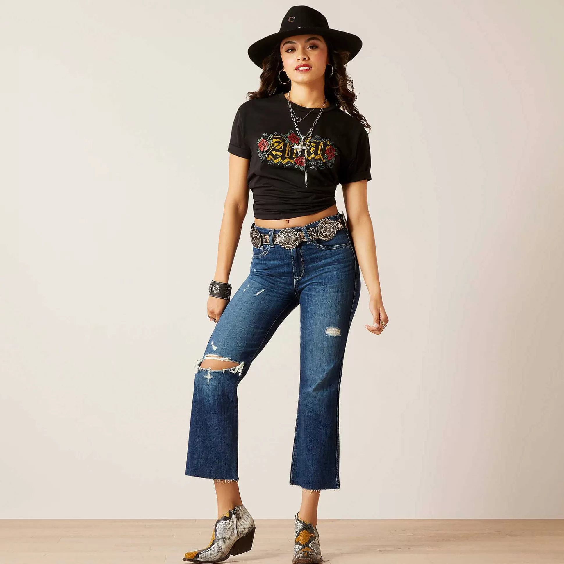 ariat Denim*High Rise Caroly Flare Crop Jean