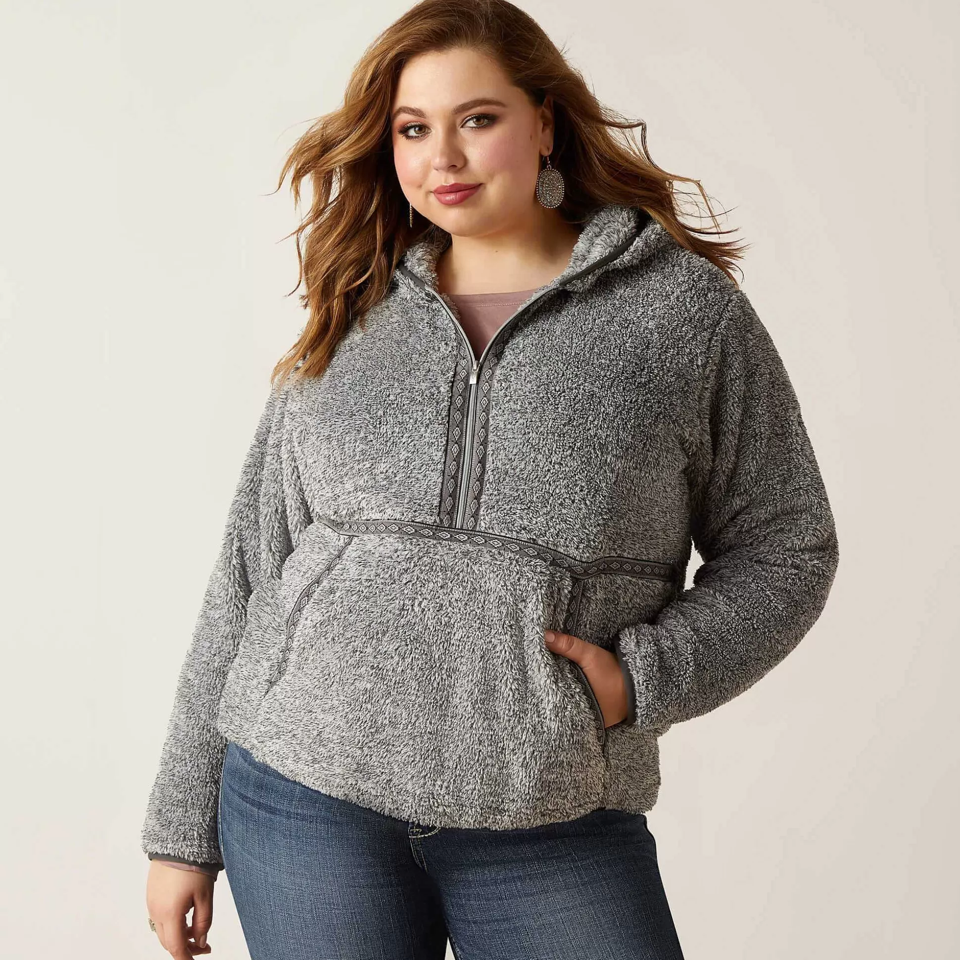 ariat Sweatshirts & Hoodies*Lurex Berber 1/2 Zip Hoodie