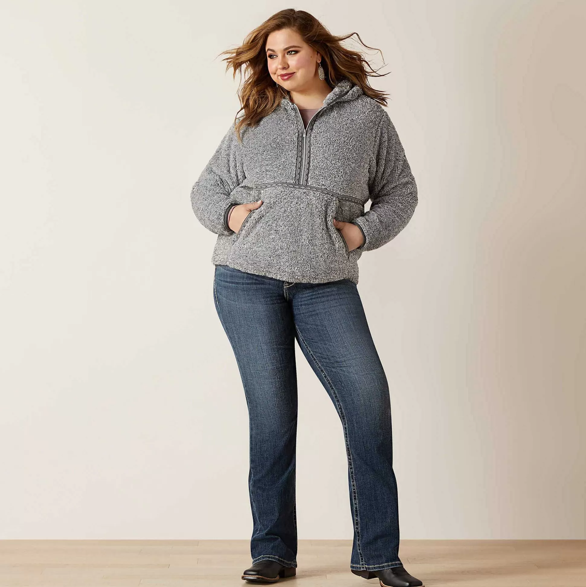 ariat Sweatshirts & Hoodies*Lurex Berber 1/2 Zip Hoodie