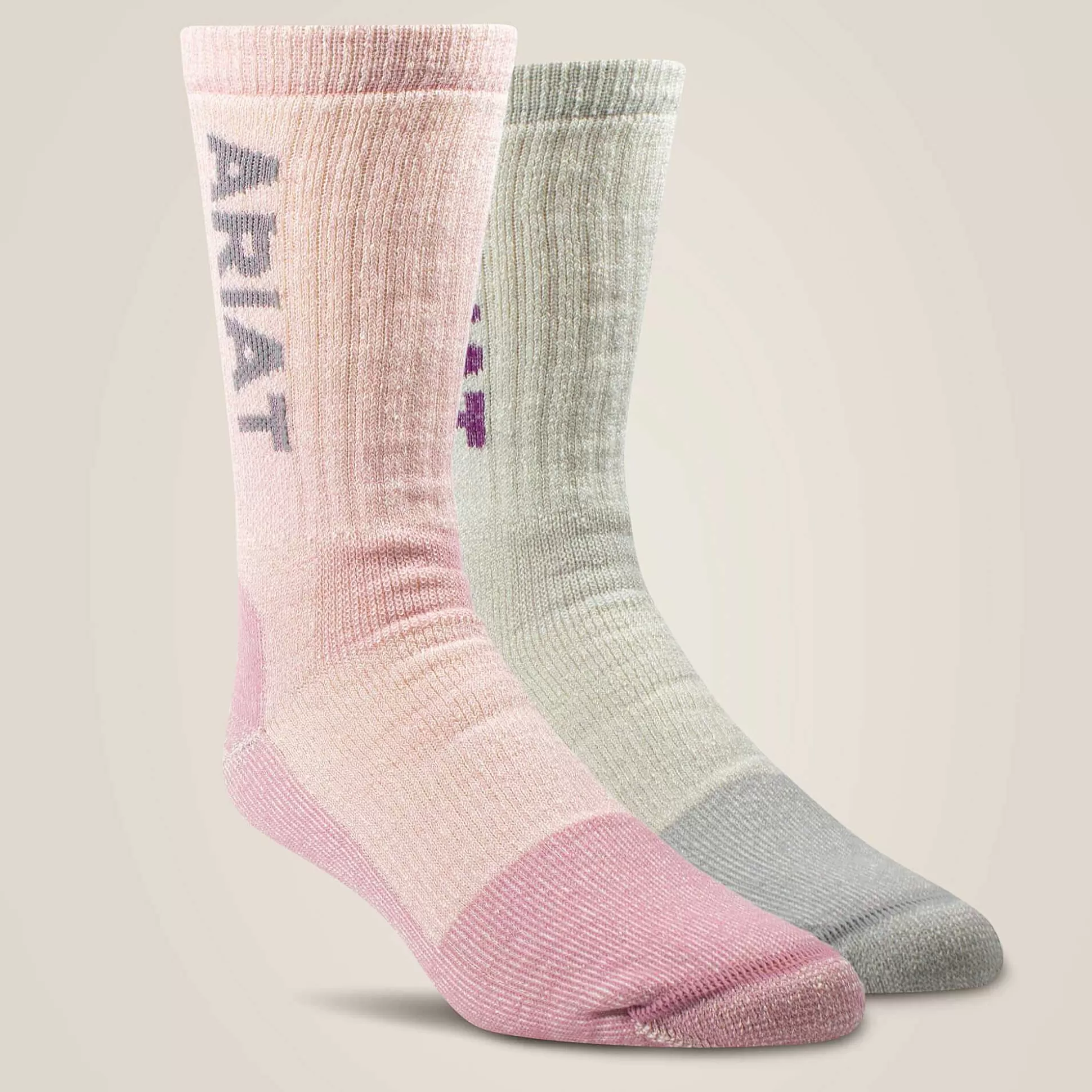 ariat Workwear*Midweight Merino Wool Blend Steel Toe Work Sock 2 Pair Multi Color Pack