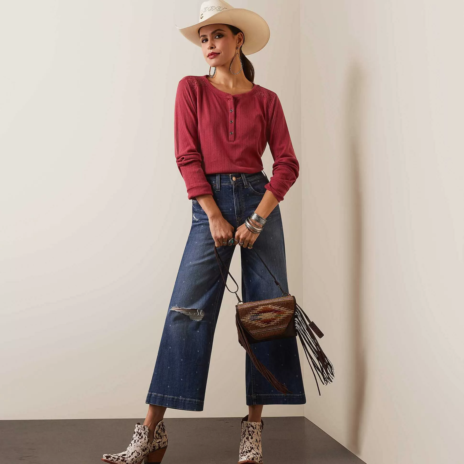 ariat T-Shirts & Tops*Pointelle Henley Top