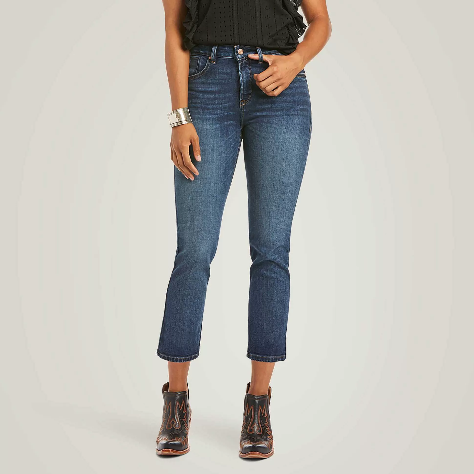 ariat Denim*Premium High Rise Straight Crop Jean