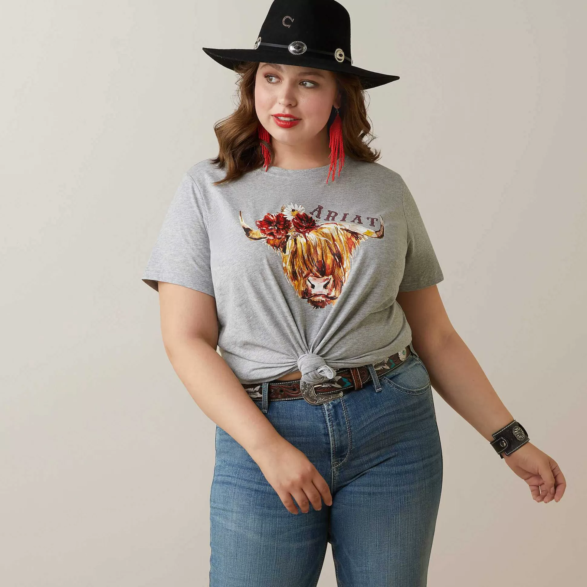 ariat T-Shirts & Tops*Real Highlander Rose Tee