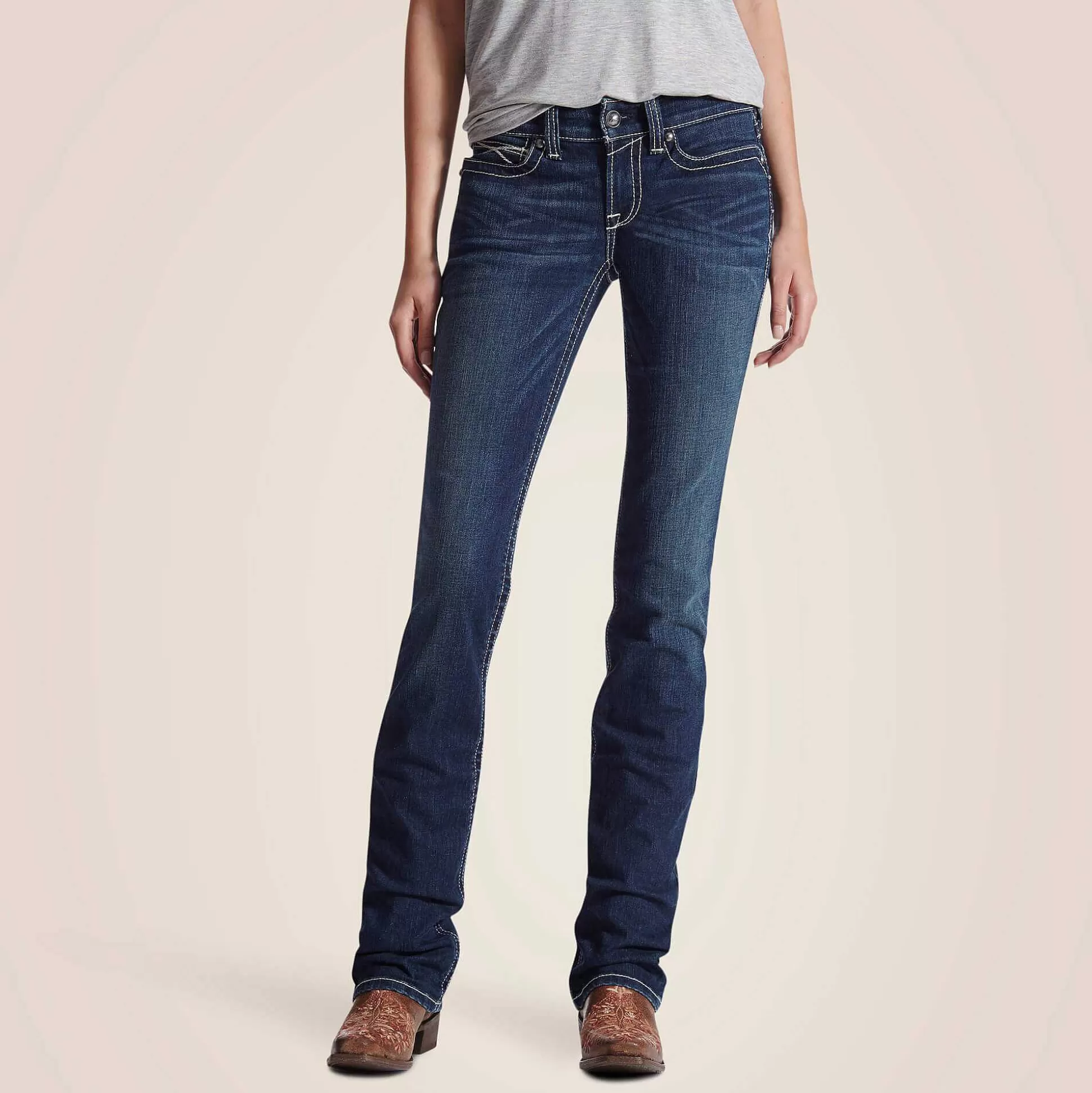 ariat Denim*R.E.A.L. Mid Rise Stretch Icon Stackable Straight Leg Jean