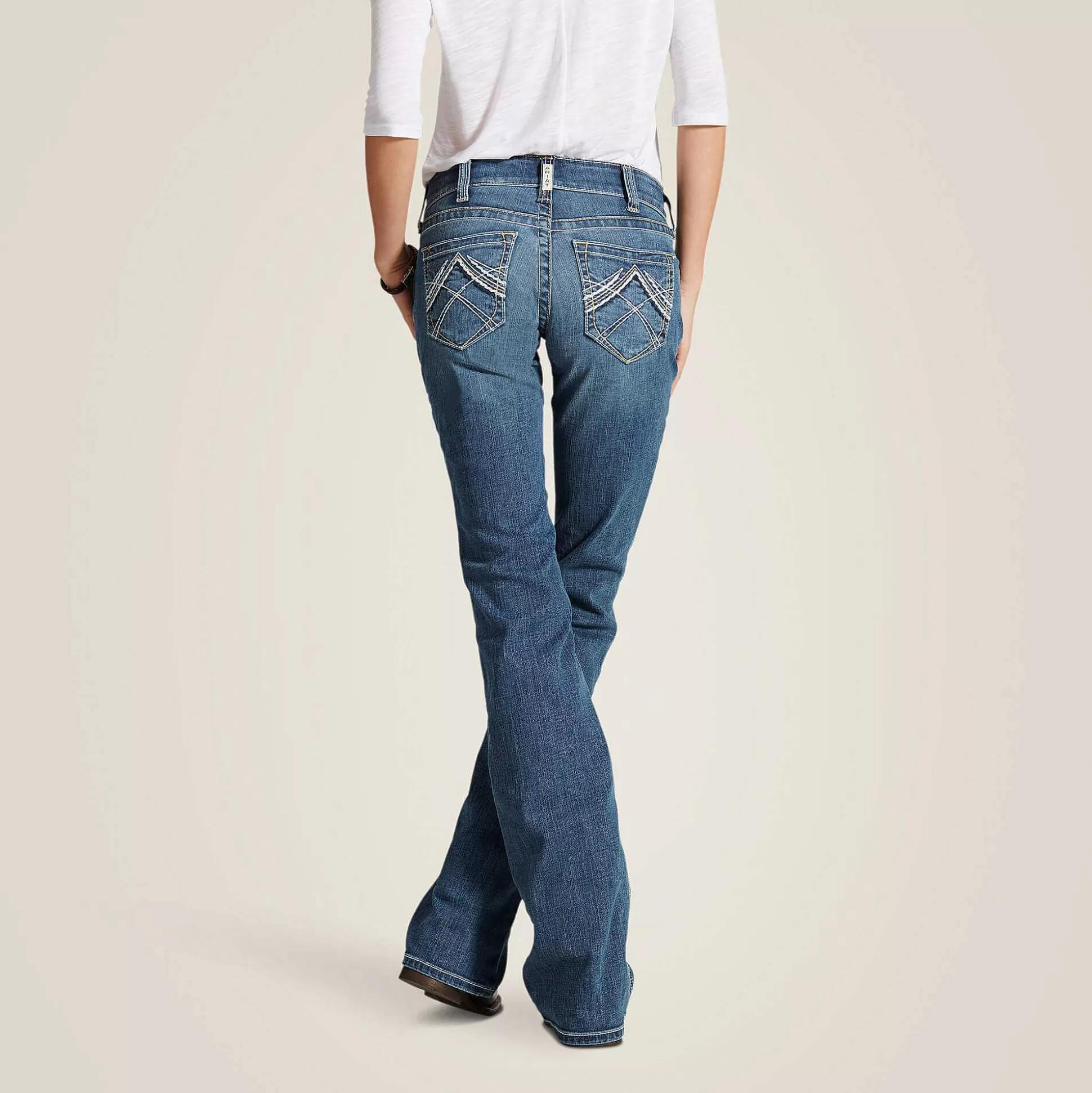 ariat Denim*R.E.A.L. Mid Rise Stretch Whipstitch Boot Cut Jean