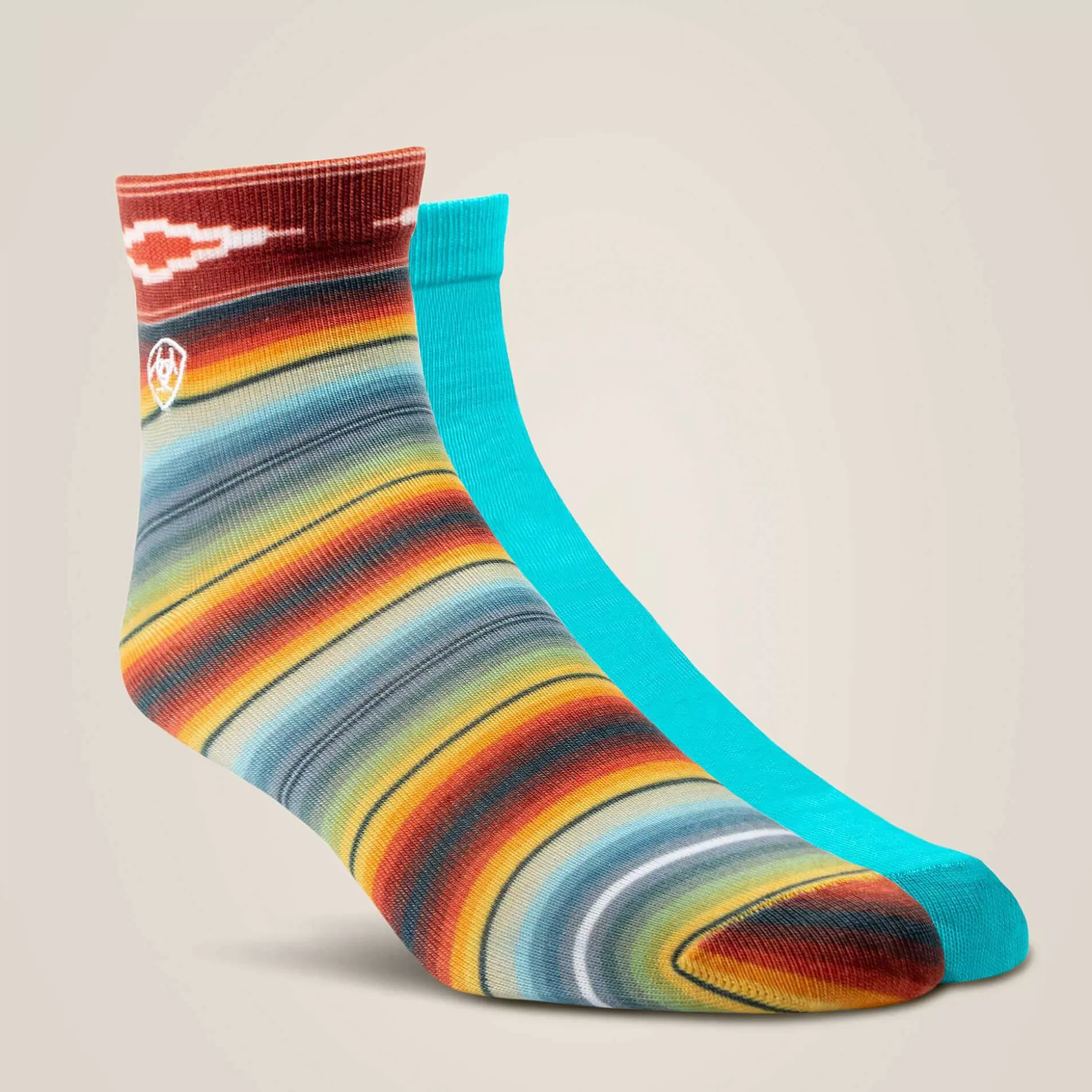 ariat Socks*Southwest Theme Ankle Sock 2 Pair Multi Color Pack