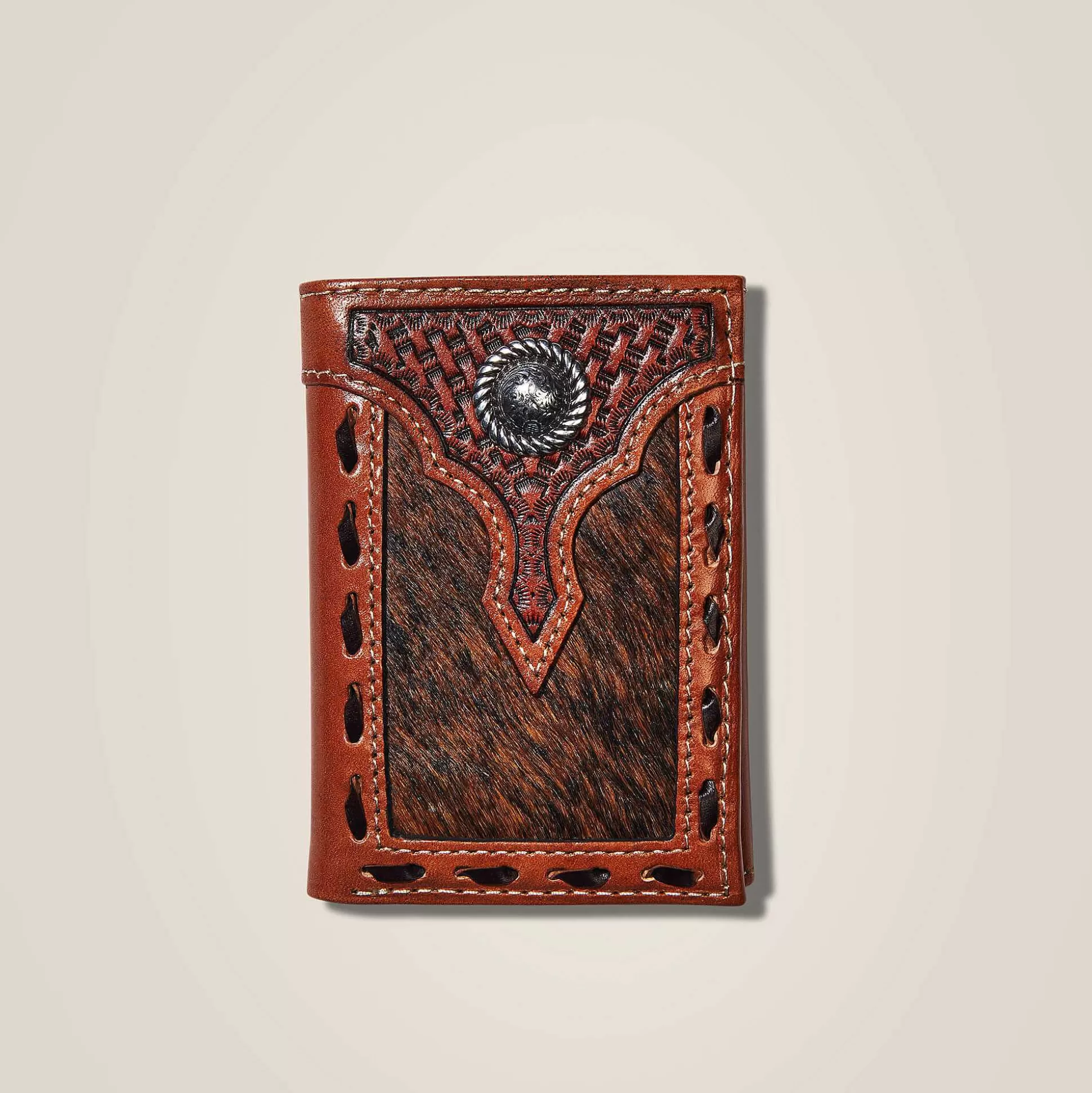 ariat Bags & Wallets*Trifold Wallet Basketweave Calf Hair