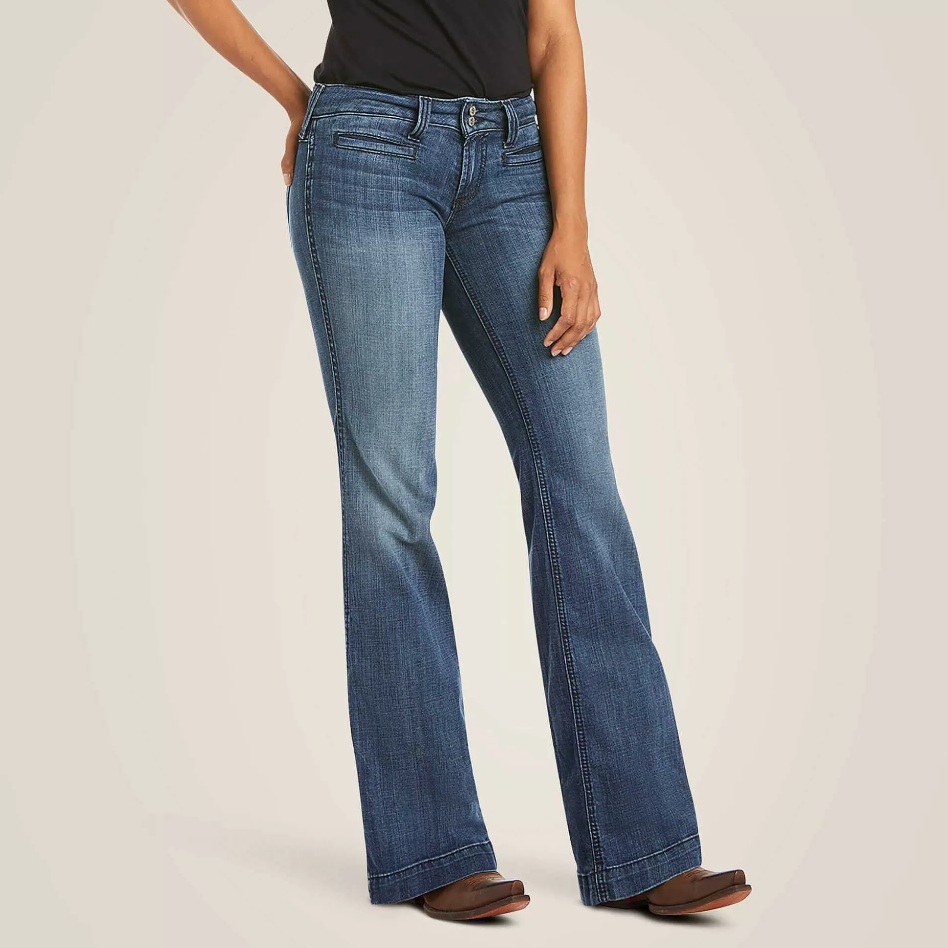 ariat Denim*Trouser Mid Rise Stretch Outseam Ella Wide Leg Jean