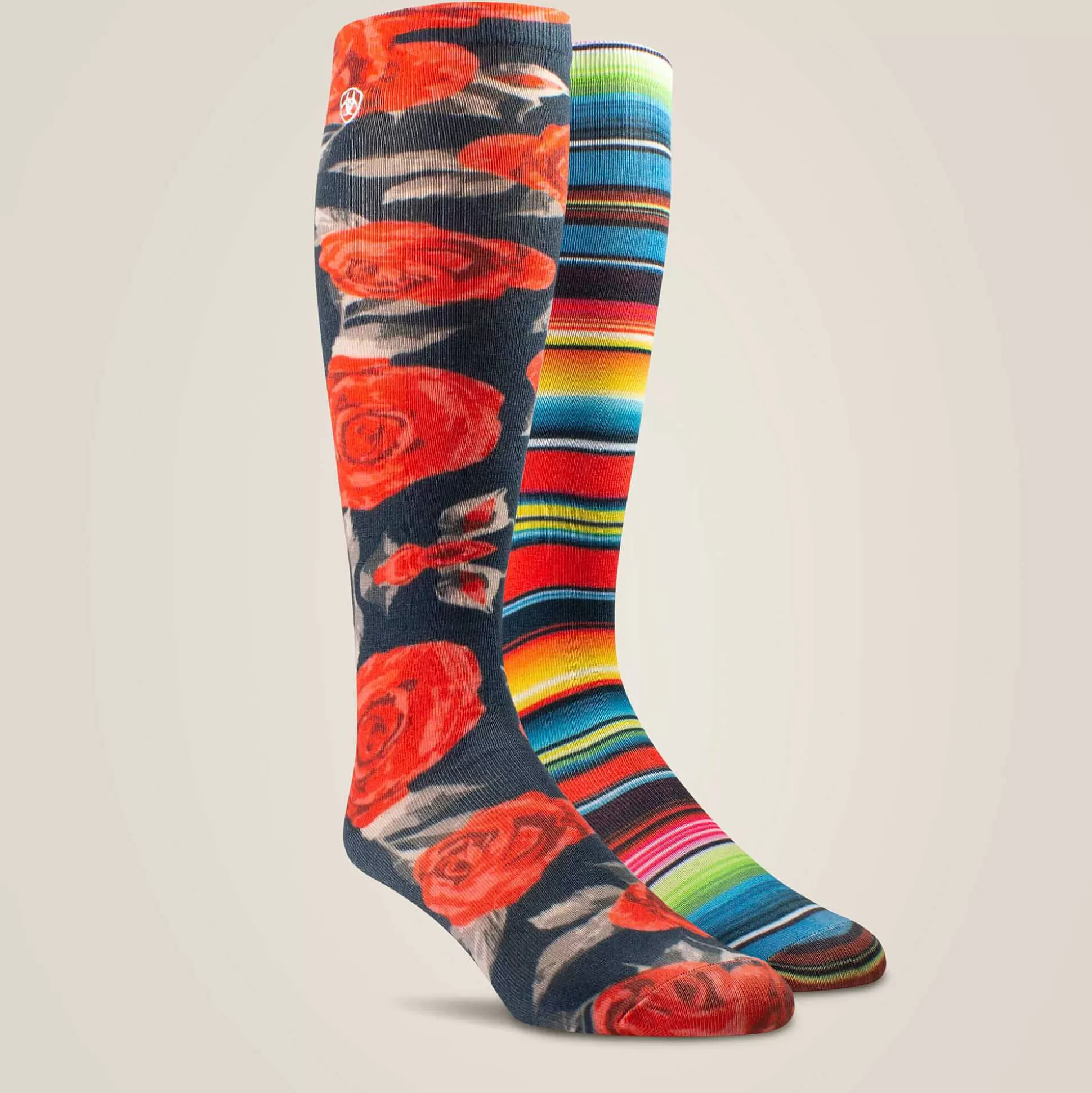 ariat Socks*Western Beauty Knee High Sock 2 Pair Multi Color Pack